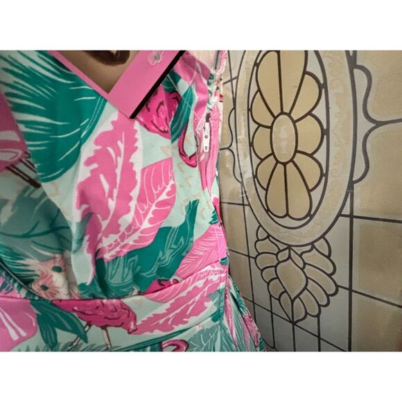 Betty Page Sugar Beat Flamingo Dress Rockabilly Vixen Pin Up Size 6 NWT - Picture 10 of 13